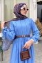 Guipure Detailed Hijab Dress Blue 1008-1 - 2