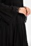 Long Sleeve Voile Şeyma Long Summer Dress Black Syh - 4