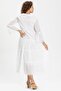 Long Sleeve Voile Şeyma Long Summer Dress White Byz - 2