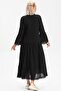 Long Sleeve Voile Şeyma Long Summer Dress Black Syh - 2