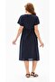 Short Sleeve Sile Fabric Plus Size Melek Midi Length Summer Dress Navy Blue Lcvt - 2
