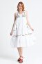 Sleeveless Voile Ahsen Embroidered Midi Length Summer Dress White Byz - 4