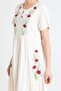 Short Sleeve Şile Fabric Lalezar Embroidered Midi Length Summer Dress Cream Krm - 3