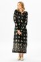 Long Sleeve Cotton Stone Print Crispy Pattern Summer Ethnic Dress Black Syh - 5