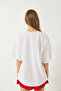Women's White Heart Embroidered Oversize T-Shirt 6009 60283086 - 7