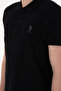 Men's Slim Fit Polo Neck Black Basic T-Shirt 50298041-Vr046 - 7