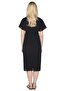 Short Sleeve Sile Cloth Plus Size Melek Midi Length Summer Dress Black Syh - 2