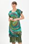 Short Sleeve Voile Defne Midi Length Summer Authentic Dress Green 6074 - 3