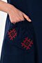 Short Sleeve Şile Cloth Double Breasted Collar Embroidered Tulin Midi Length Summer Authentic Dress Navy Blue Lcvt - 4