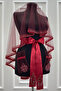Burgundy Wedding Veil Set, Glass Beads and Sequins Printed Henna Veil Face Cover Set 6 Pieces