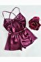 Plum 6-Piece Soft Satin Dowry Set with Morning Dress 6834 - 4