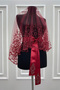 Burgundy Wedding Veil Set, Glass Beads and Sequins Printed Henna Veil Set 6 Pieces - 2