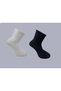Women's Black-White Bamboo Tennis Socks. Box of 6 Seamless Sweatproof College Socks.