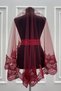 Burgundy Sparkling Sparkling Guipure Bridal Veil Set Wedding Face Cover Henna Night Wedding Veil Girdle Glove - 8