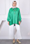 Oversize Satin Shirt with Green Necklace - 2
