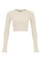Women's Sugar And Spice Ecru Soft Ribbed Shorts Skirt Top Set - 4