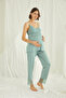 Monamise Light Green Strappy Maternity Maternity Dress 3-Piece Pajama Set - 4