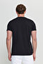Men's Black Cotton Slim Fit Slim Fit Printed Crew Neck Stretch T-Shirt - 5