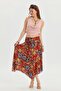 Loose Midi Flared Skirt with Tie Waist - 6