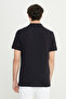Men's Black Cotton Slim Fit Slim Fit Polo Neck Jacquard Stretch T-Shirt - 5