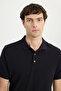 Men's Black Cotton Slim Fit Slim Fit Polo Neck Jacquard Stretch T-Shirt - 4