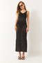 Women's Black V-Neck Slit Detailed Openwork Dress 60261558 - 2