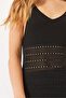 Women's Black V-Neck Slit Detailed Openwork Dress 60261558 - 6