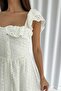 Scallop Detailed Front Buttoned Women's Midi Dress - White - 5