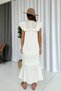 Ruffle Sleeve Detail Scalloped Women's Dress - White - 6