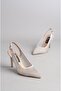 Select 089 stone heel women's shoe (heel: 9.5cm) silver