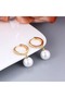 Stylish and Minimalist Pearl Earrings – Non-Tarnish Antiallergic, Zircon Detailed Steel Earrings 12mm Pearl Gold Color - 4