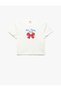Cotton Short Sleeve Crew Neck Ribbon Printed T-Shirt
