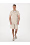 Beige Comfort Fit Linen Blended Knitted Shorts 50302548-Vr011