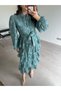 Green Floral Layered Dress - 4
