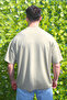 Men's Green Oversize Modal 100% Cotton Fabric Relaxed Cut Crew Neck T-Shirt - 4