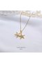 Steel Gold Color Pearl Starfish Necklace