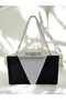 Black Color Satin Silver Color Crystal Stone Handle Women's Evening Dress Bag Wedding Graduation Engagement - 2