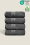 4-Piece Towel Set 100% Cotton Certified, Hand / Face / Kitchen Towel Set Anthracite 50X80Cm