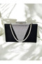 Black Color Satin Silver Color Crystal Stone Handle Women's Evening Dress Bag Wedding Graduation Engagement - 4