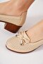 Sitisso heeled bow women's genuine leather shoes beige skin - 4