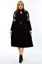 Lace Sleeves and Flounce-Cut Bustline Belted Dress - 4