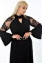 Lace Sleeves and Flounce-Cut Bustline Belted Dress - 3