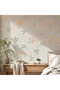 Small Orange Flowers and Leaves Pastel Tone Wall Sticker Set - 3