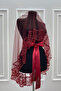 Burgundy Wedding Veil Set, Glass Beads and Sequins Printed Henna Veil Set 6 Pieces - 6