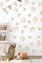 Small Orange Flowers and Leaves Pastel Tone Wall Sticker Set - 5