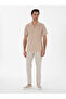 Beige Carrot Fit Linen Blend Canvas Trousers 50306386-Vr011