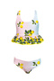 Double Color Lemon Print Ruffle Uv50 Girls Bikini Set by Nessi Byrd