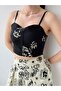 Design Front Zipper Bustier Women's Black - 4
