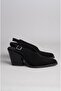 Seç 8040 Genuine Leather Women's Heel Sandals (Heel Height: 9 cm) Black Suede - 4