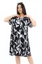 Women's Viscose Half Sleeve Square Neck Dress Black - 4